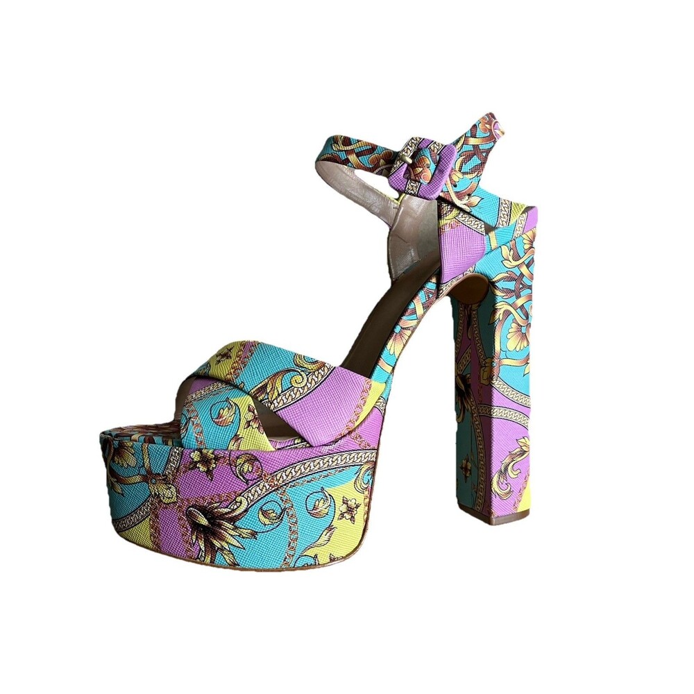 Aldo Platform High Heels Camelia Multicolor Ankle Strap Heels Boho 8.5 RARE - Picture 3 of 6